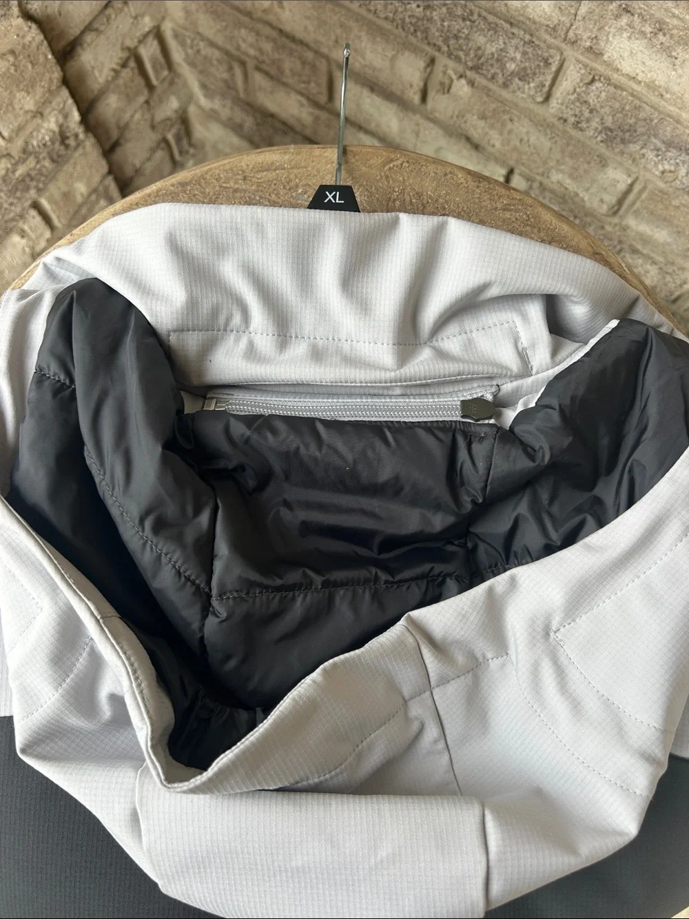 The North Face Light Gray and Black Softshell Hooded Performance Jacket
